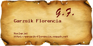 Garzsik Florencia névjegykártya